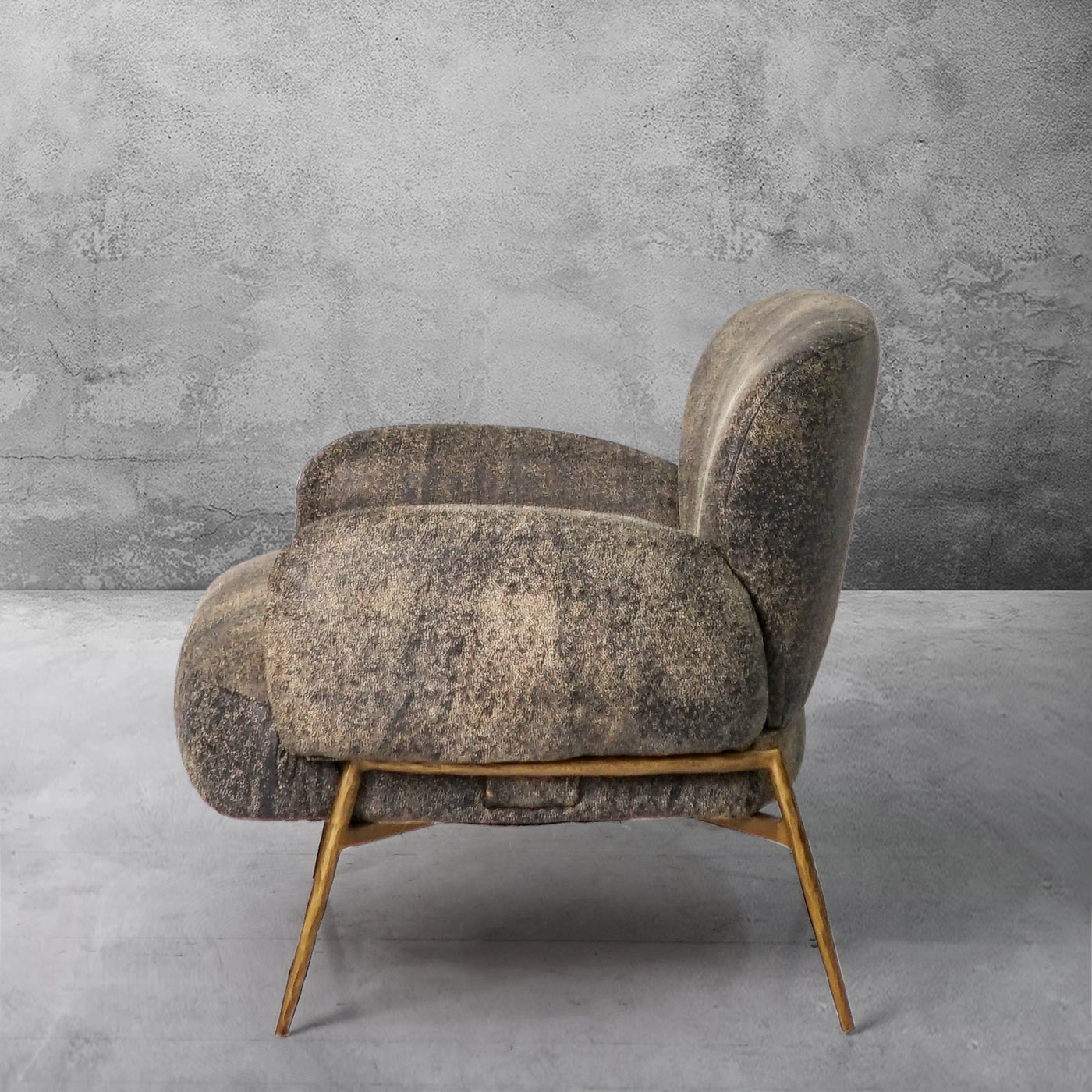 Hand Forged Metal Vintage Pearl Grain Cowhide Lounge Chair