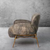 Hand Forged Metal Vintage Pearl Grain Cowhide Lounge Chair