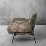 Hand Forged Metal Vintage Pearl Grain Cowhide Lounge Chair