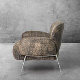 Hand Forged Metal Vintage Pearl Grain Cowhide Lounge Chair