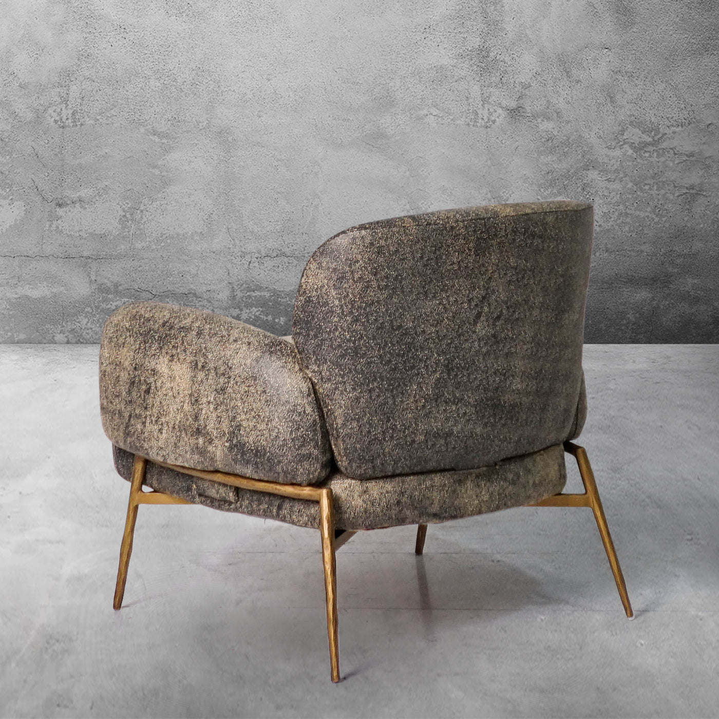Hand Forged Metal Vintage Pearl Grain Cowhide Lounge Chair