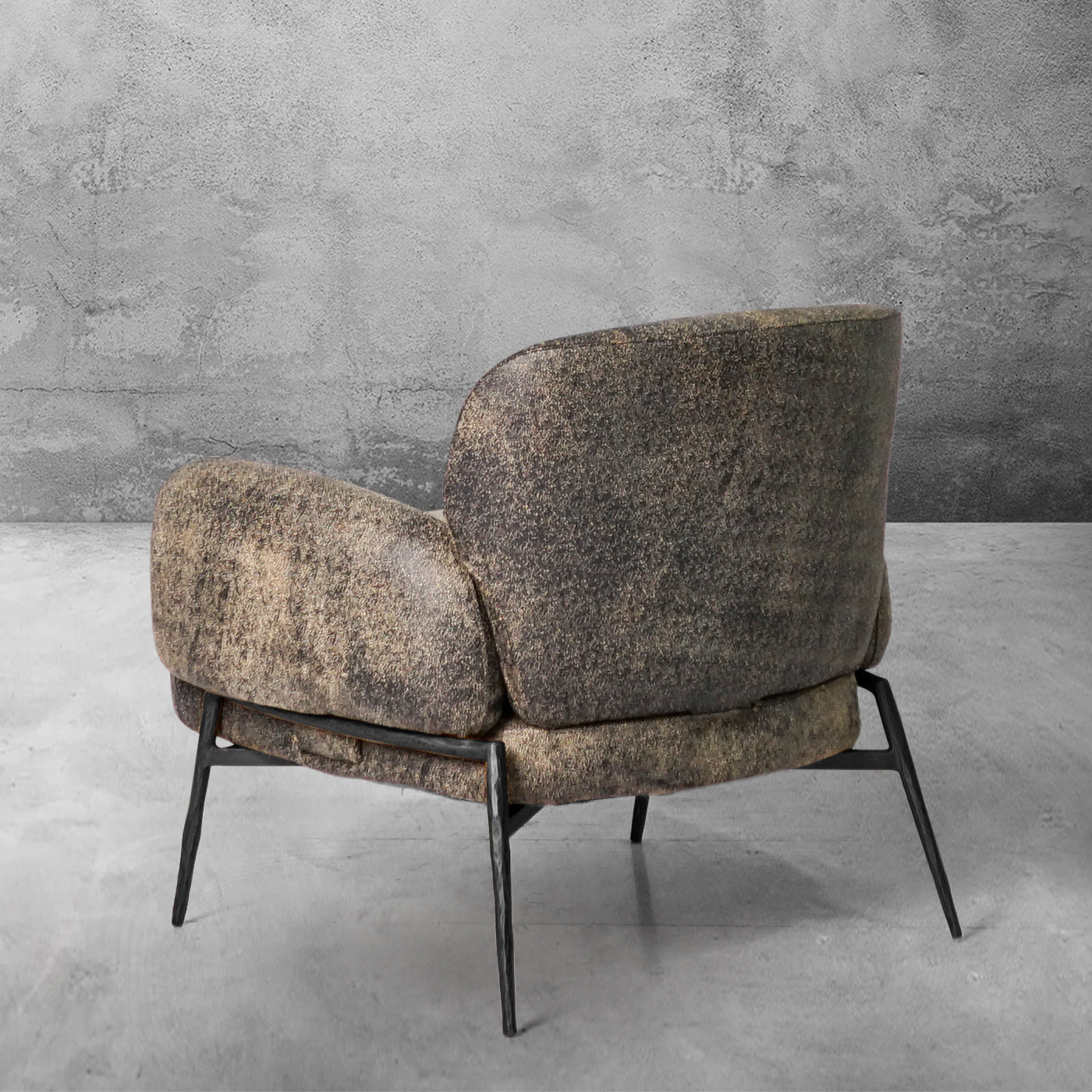 Hand Forged Metal Vintage Pearl Grain Cowhide Lounge Chair