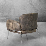 Hand Forged Metal Vintage Pearl Grain Cowhide Lounge Chair
