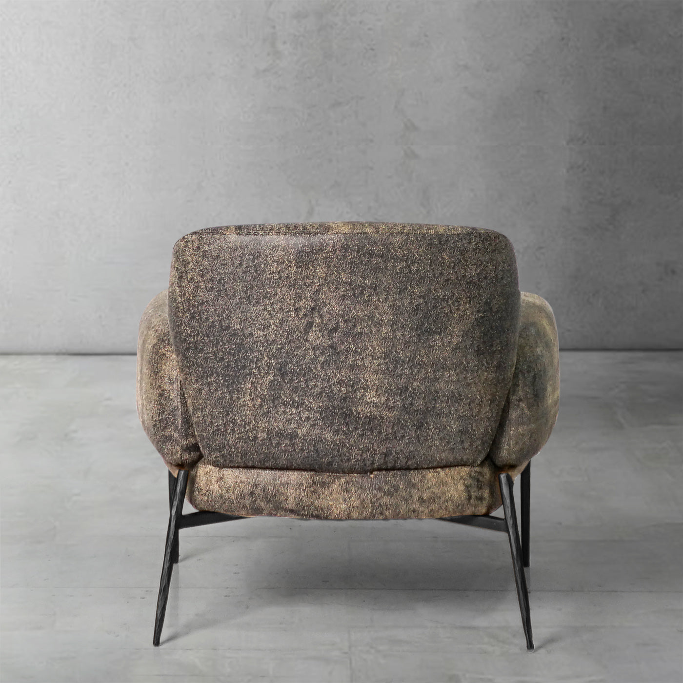 Hand Forged Metal Vintage Pearl Grain Cowhide Lounge Chair