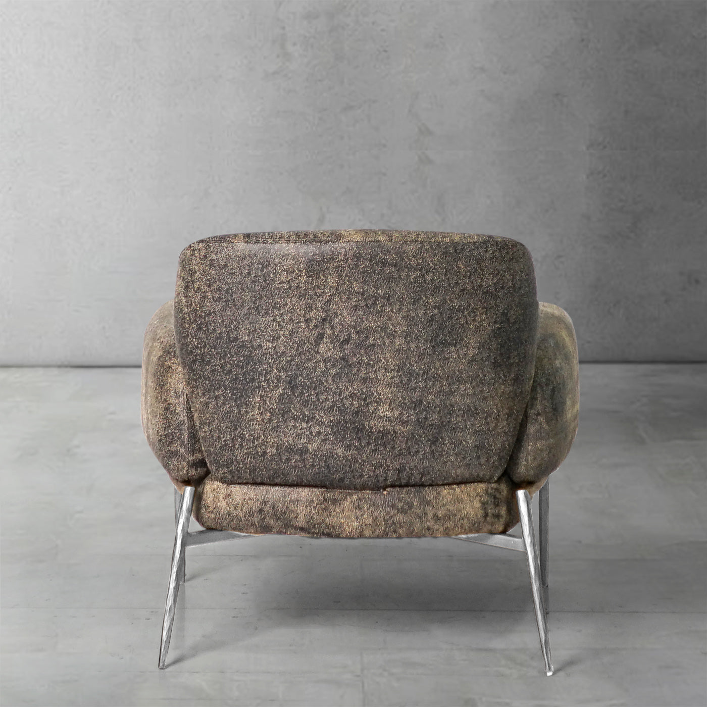 Hand Forged Metal Vintage Pearl Grain Cowhide Lounge Chair
