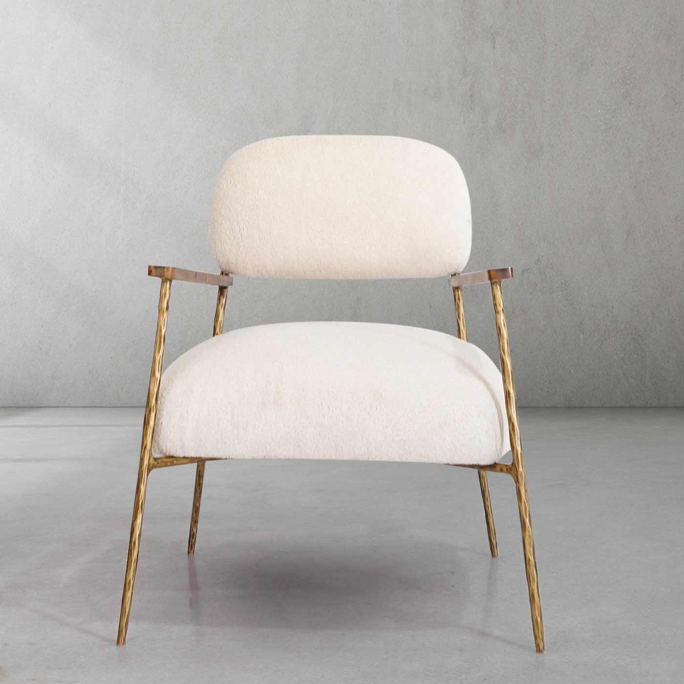 Hand Forged Metal White Pure Wood Handrail Chair