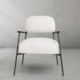 Hand Forged Metal White Pure Wood Handrail Chair