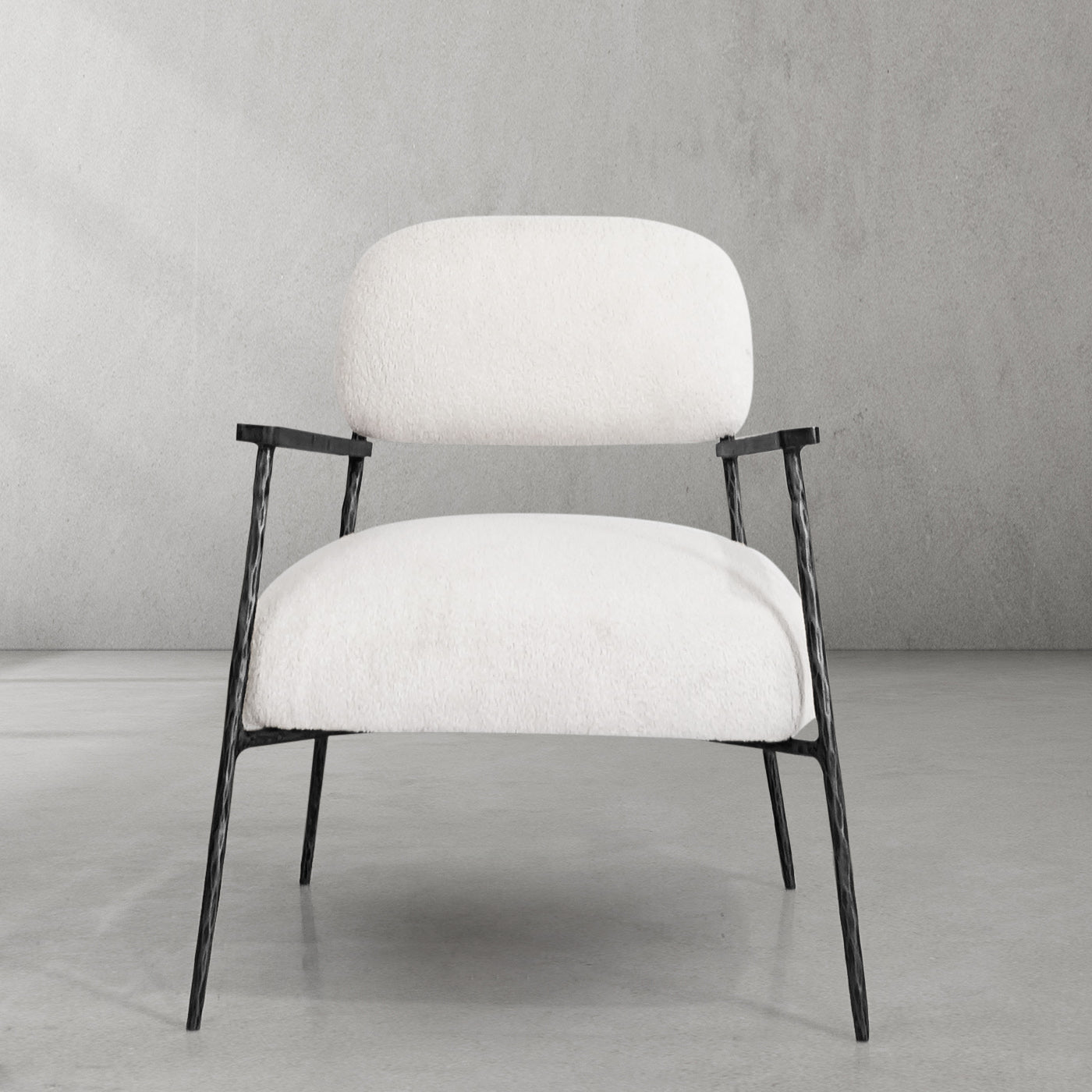 Hand Forged Metal White Pure Wood Handrail Chair