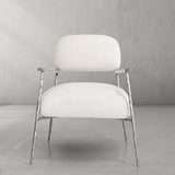 Hand Forged Metal White Pure Wood Handrail Chair