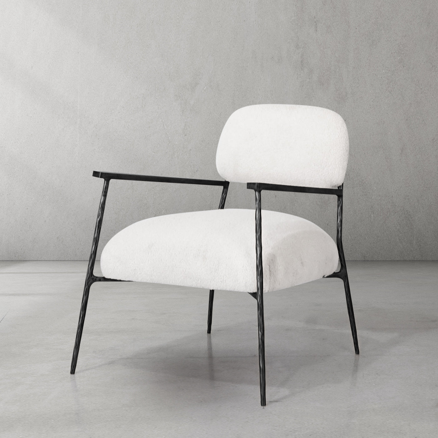 Hand Forged Metal White Pure Wood Handrail Chair