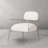 Hand Forged Metal White Pure Wood Handrail Chair