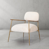 Hand Forged Metal White Pure Wood Handrail Chair