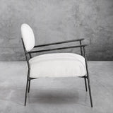 Hand Forged Metal White Pure Wood Handrail Chair