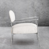 Hand Forged Metal White Pure Wood Handrail Chair