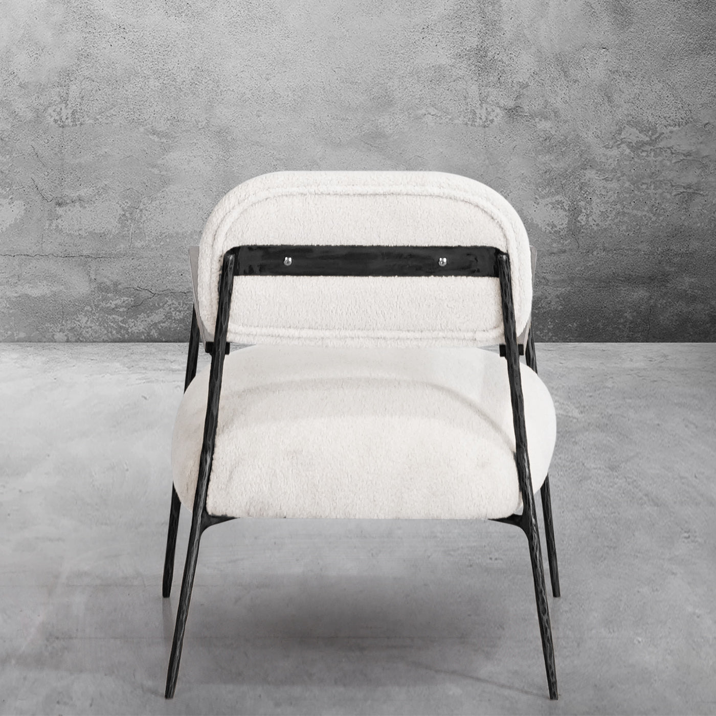 Hand Forged Metal White Pure Wood Handrail Chair