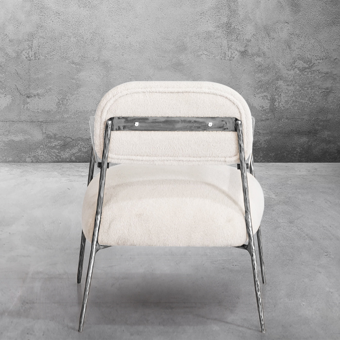 Hand Forged Metal White Pure Wood Handrail Chair