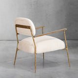 Hand Forged Metal White Pure Wood Handrail Chair