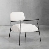Hand Forged Metal White Pure Wood Handrail Chair