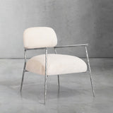 Hand Forged Metal White Pure Wood Handrail Chair