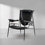 Hand-Forged Metal Enamel Wooden Plate Leather Armchair