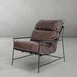 Hand-Forged Metal Leather Armchair