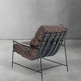 Hand-Forged Metal Leather Armchair