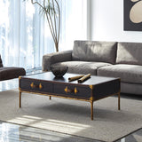 Hand Forged Metal Vintage Leather Square Coffee Table