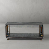 Hand Forged Metal Vintage Rattan Wooden Coffee Table
