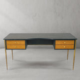 Hand Forged Metal Retro Brass Iron Frame Rattan Desk
