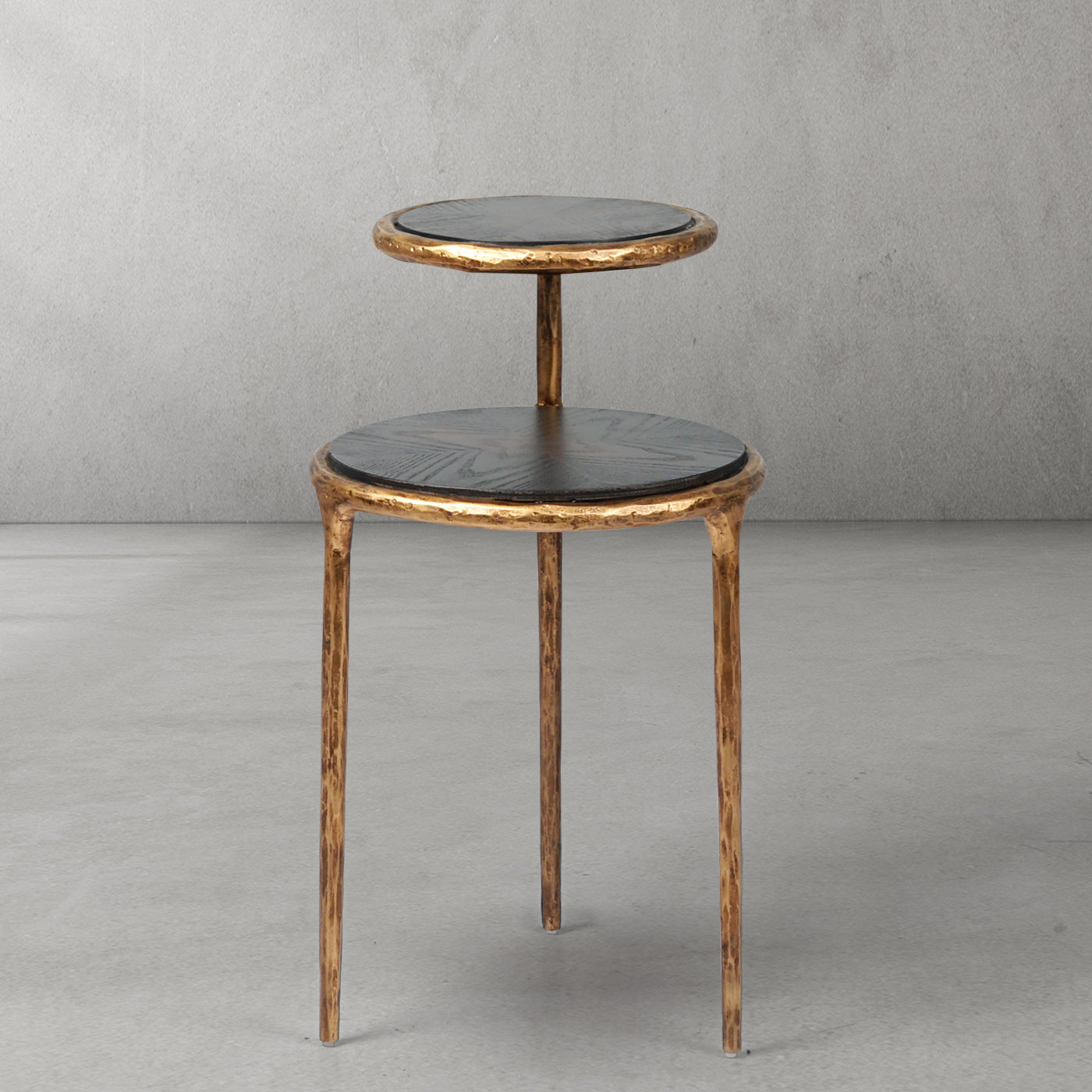 Hand Forged Metal Tiered Accent Table