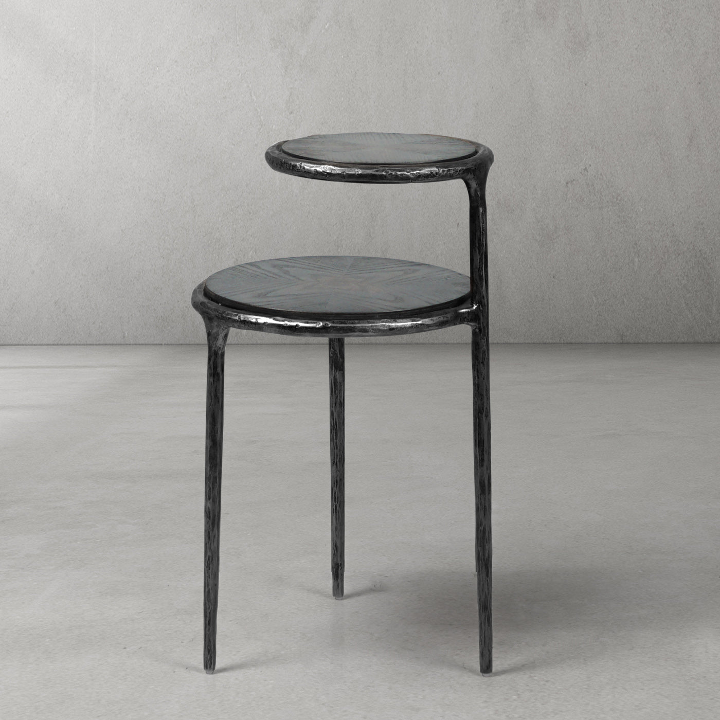 Hand Forged Metal Tiered Accent Table