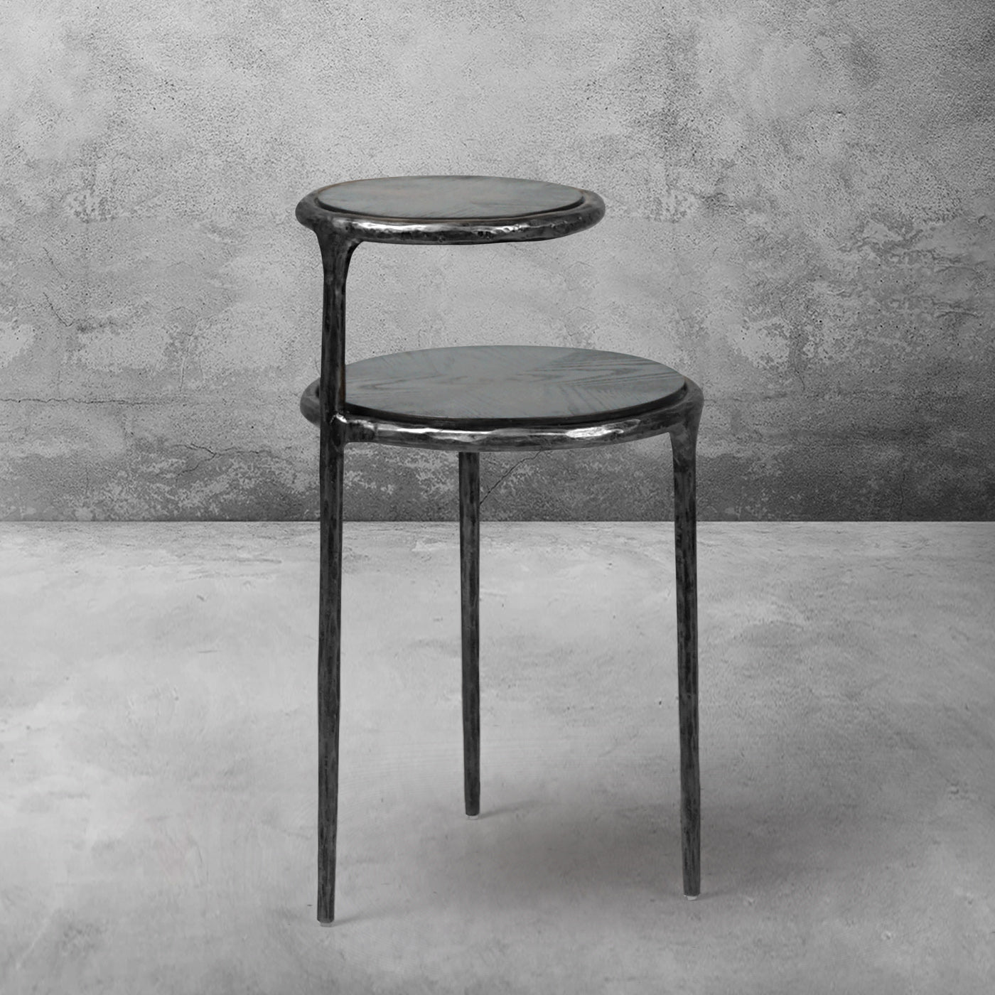 Hand Forged Metal Tiered Accent Table