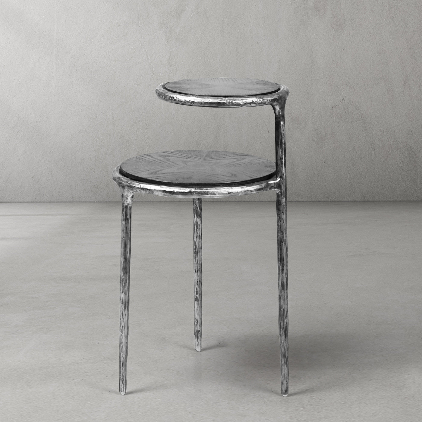 Hand Forged Metal Tiered Accent Table