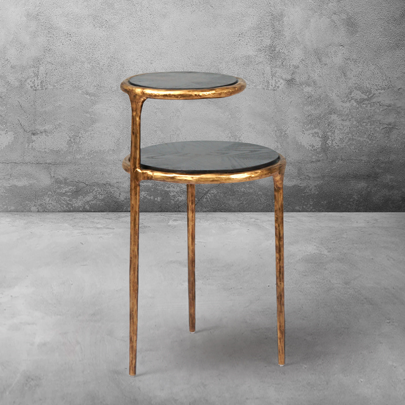 Hand Forged Metal Tiered Accent Table