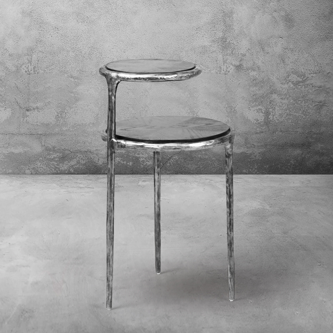 Hand Forged Metal Tiered Accent Table