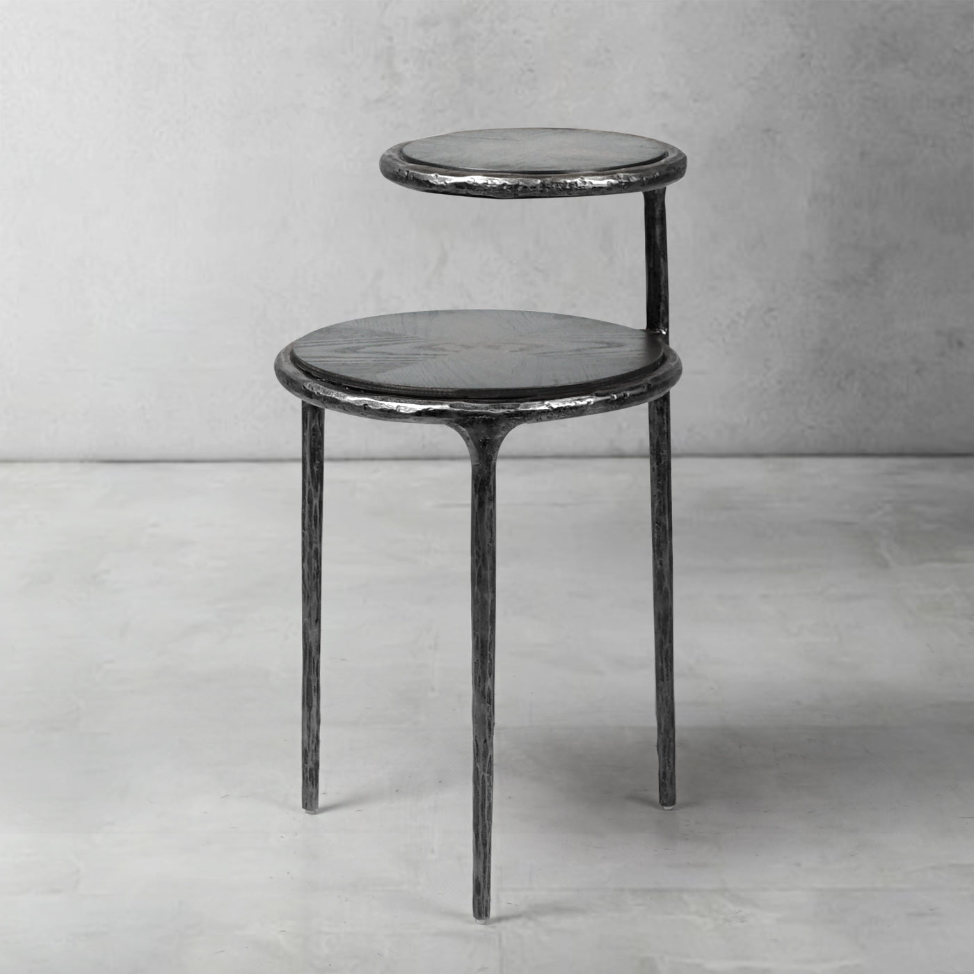 Hand Forged Metal Tiered Accent Table