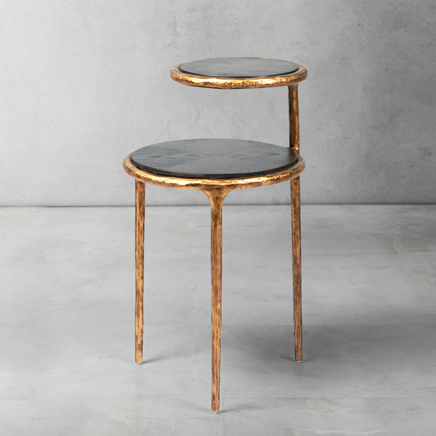 Hand Forged Metal Tiered Accent Table