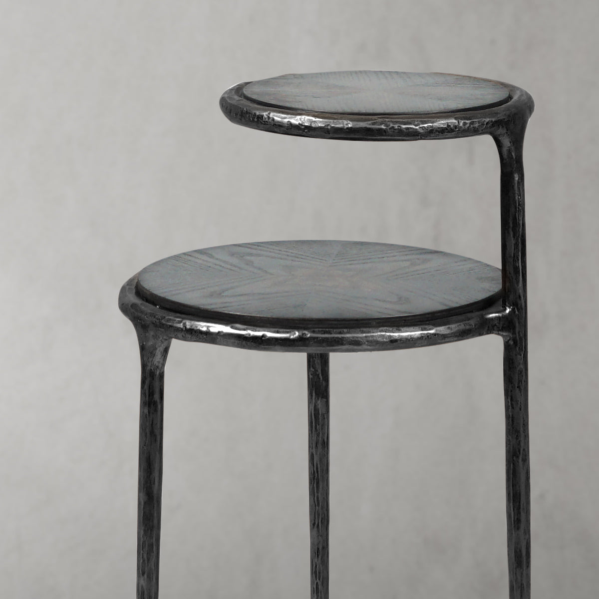 Hand Forged Metal Tiered Accent Table