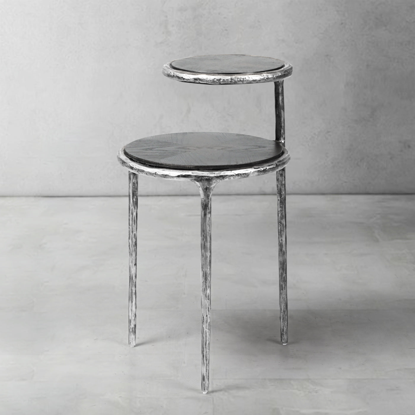 Hand Forged Metal Tiered Accent Table