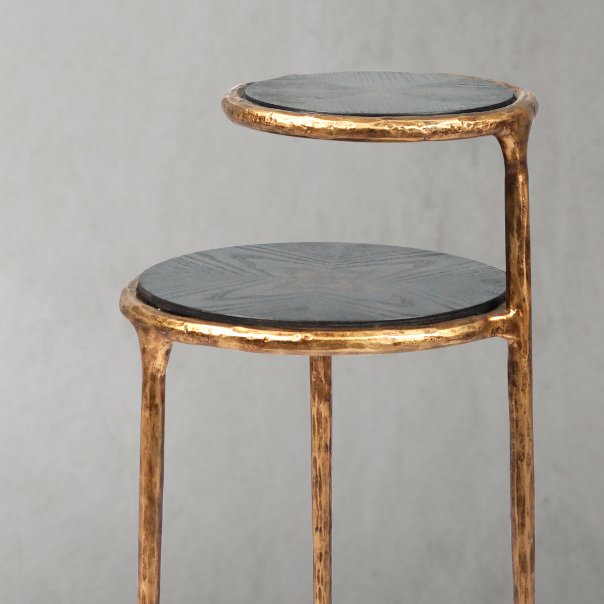 Hand Forged Metal Tiered Accent Table