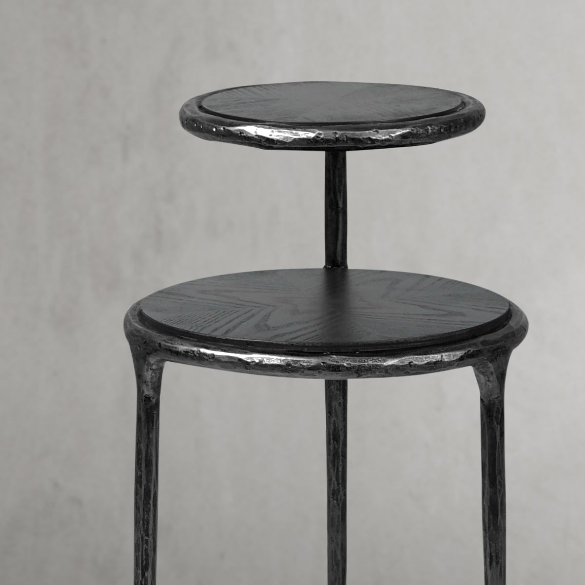 Hand Forged Metal Tiered Accent Table