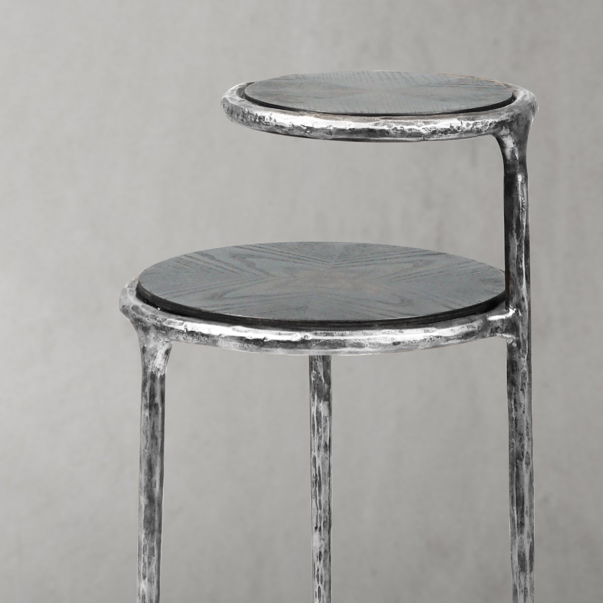 Hand Forged Metal Tiered Accent Table