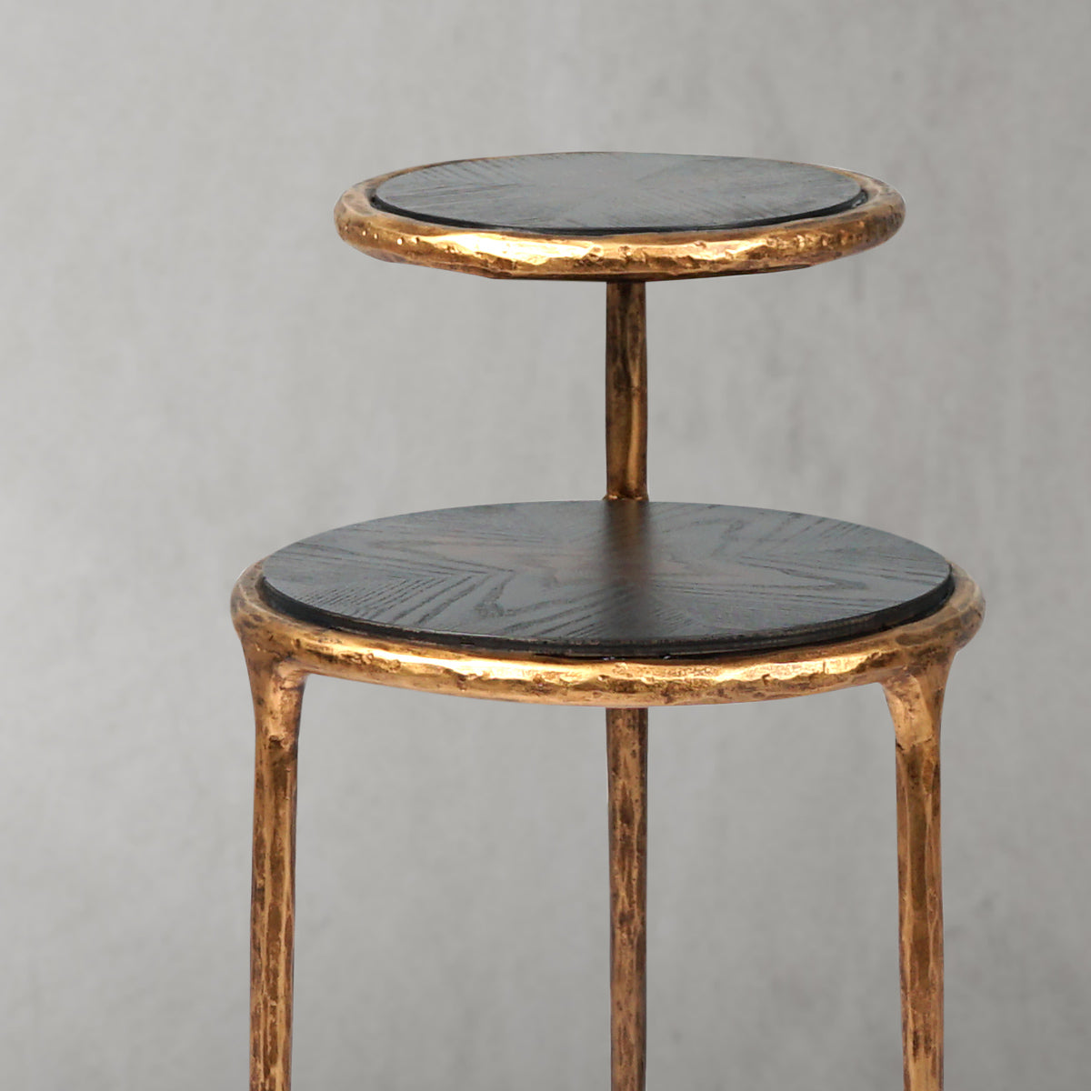 Hand Forged Metal Tiered Accent Table