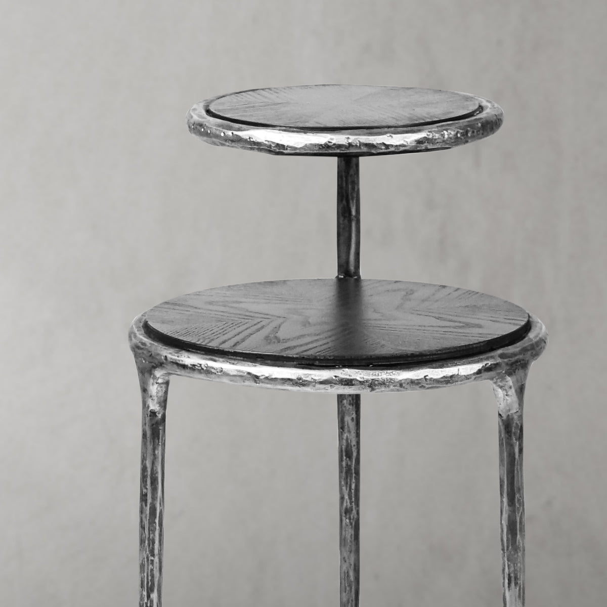 Hand Forged Metal Tiered Accent Table