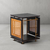 Hand Forged Metal Woven Rattan Side Table