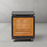 Hand Forged Metal Woven Rattan Side Table
