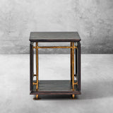 Hand Forged Metal Woven Rattan Side Table