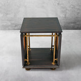 Hand Forged Metal Woven Rattan Side Table