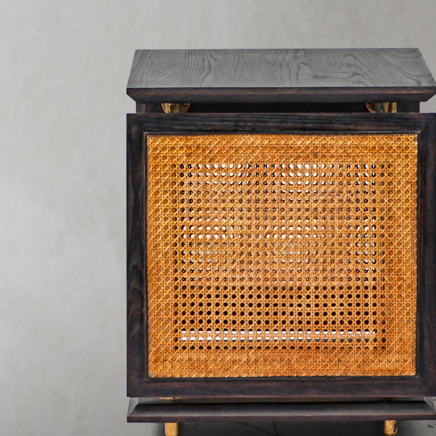 Hand Forged Metal Woven Rattan Side Table