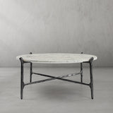 Hand Forged Metal Round  Horn Marble Coffee Table & Side Table